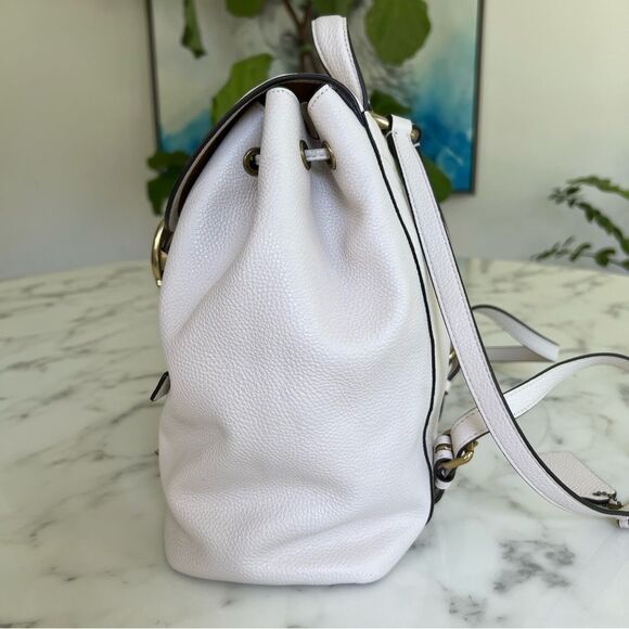 Coach Evie Polished Pebble Leather Backpack Chalk White Brass 68380 main image 12